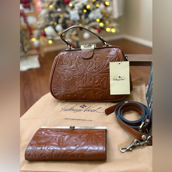 Patricia Nash Handbags - Patricia Nash Gracchi Florence Embossed Leather Satchel and Wallet